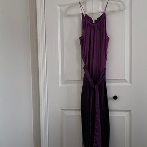 Joie Purple Ombre Washed Silk Halter Dress